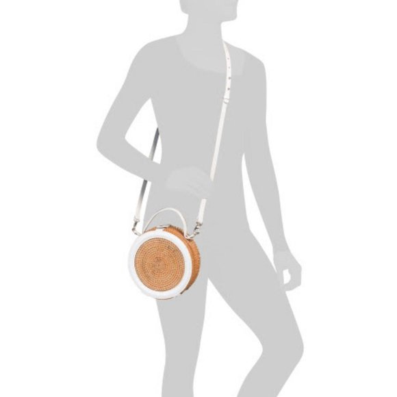 Handwoven Wicker Circle Crossbody Rattan Bag With - Picture 4 of 4